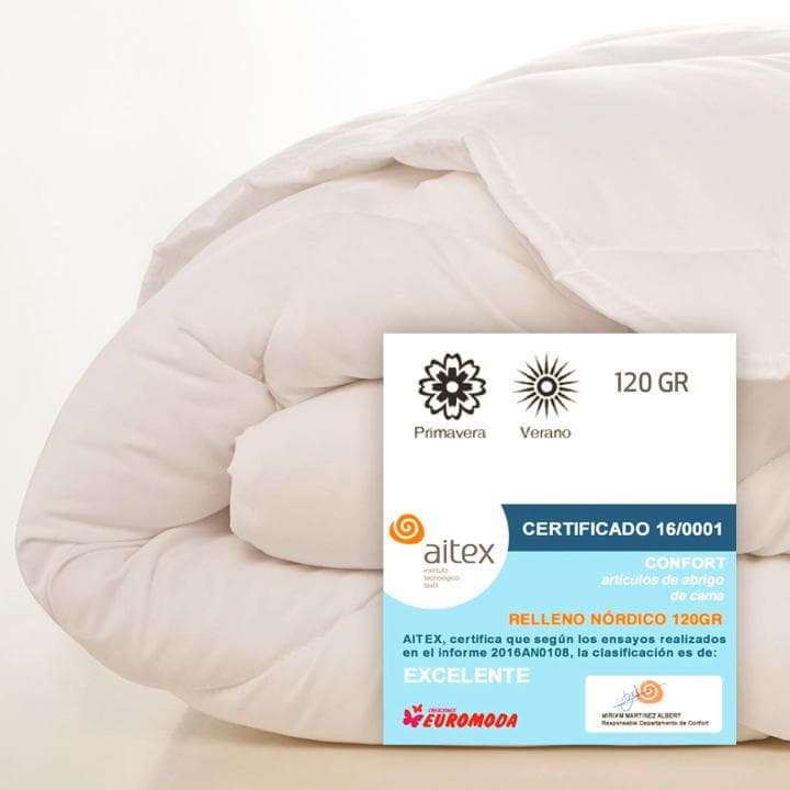 NATURALS - Relleno Nórdico Microfibra - Cuatro Gramajes Disponibles 120/300/400/250+120 Gramos con Tacto Pluma - Acolchado Gran Confort, Antialérgico, Transpirable y Extrasuave - Cama 90/105/135/150/180 - BLANCO