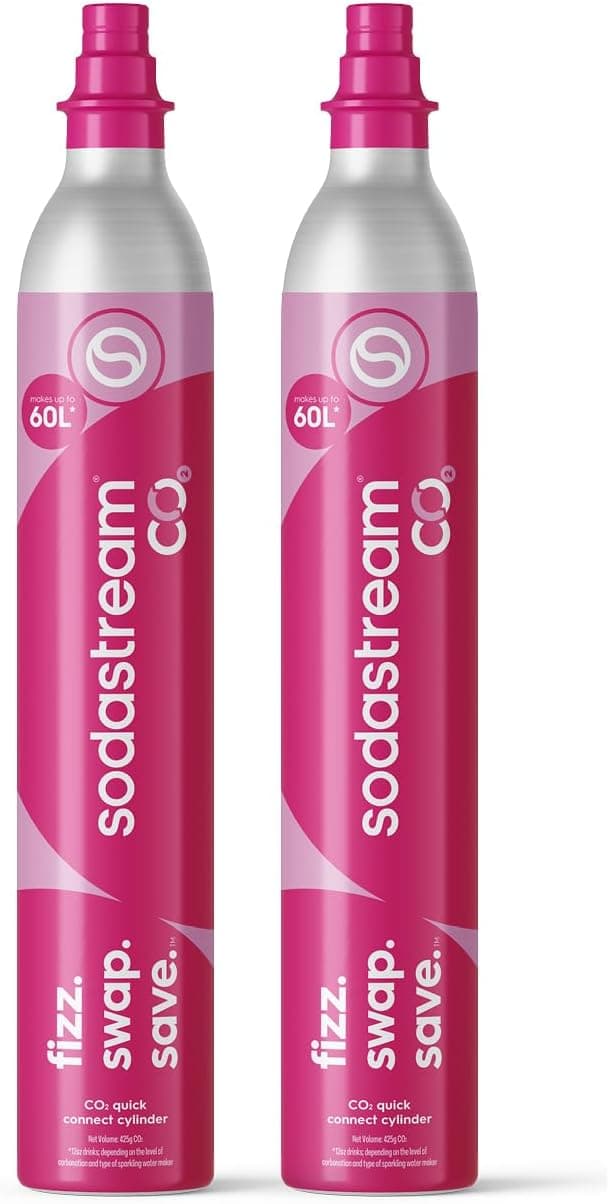 SodaStream – 2x Cilindro de CO₂ Quick Connect, hasta 120L de agua con gas