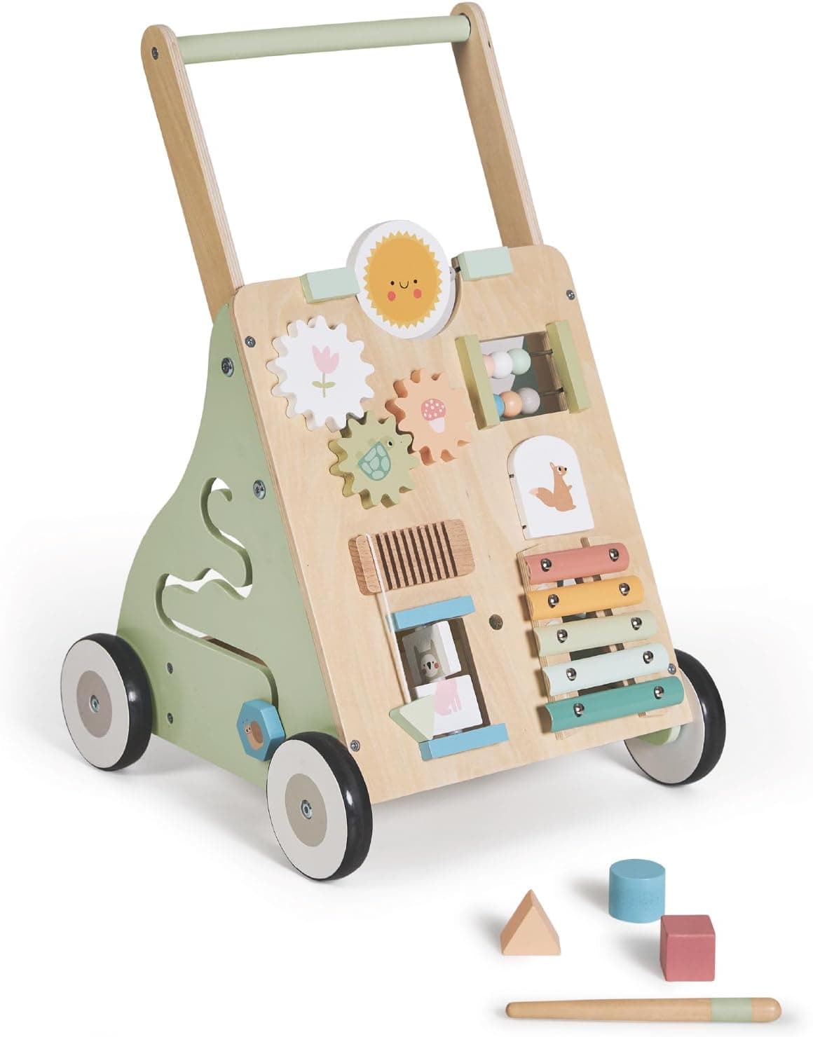 MS BabyWorld – Montessori Maxi – Andador de Madera para Bebé | Correpasillos con Juguetes y Actividades | Para Primeros Pasos | Desde +12 Meses