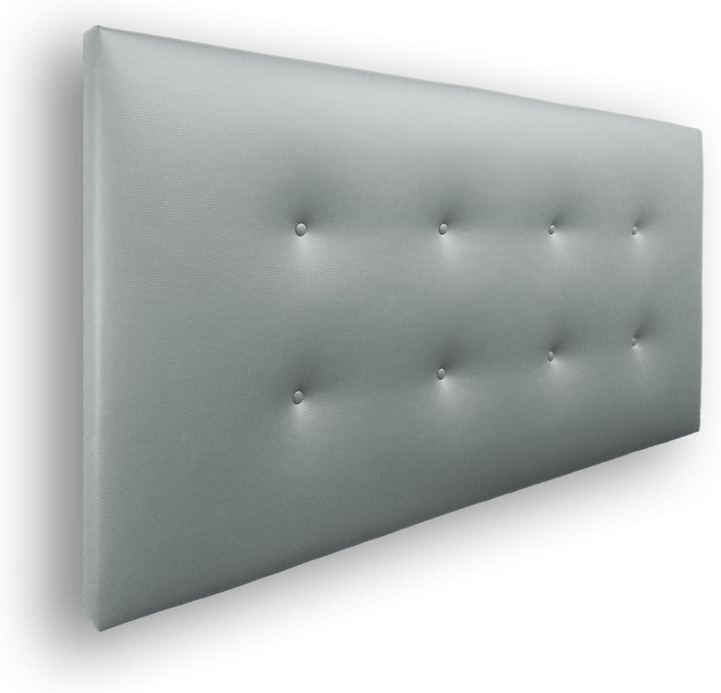 Silcar Home - Cabecero de Cama Carlo 160 Gris - Estructura de Madera, Tapizado en Polipiel, Diseño Moderno con Dos hileras Botones, Fácil Instalación – Polipiel Gris, 160 cm