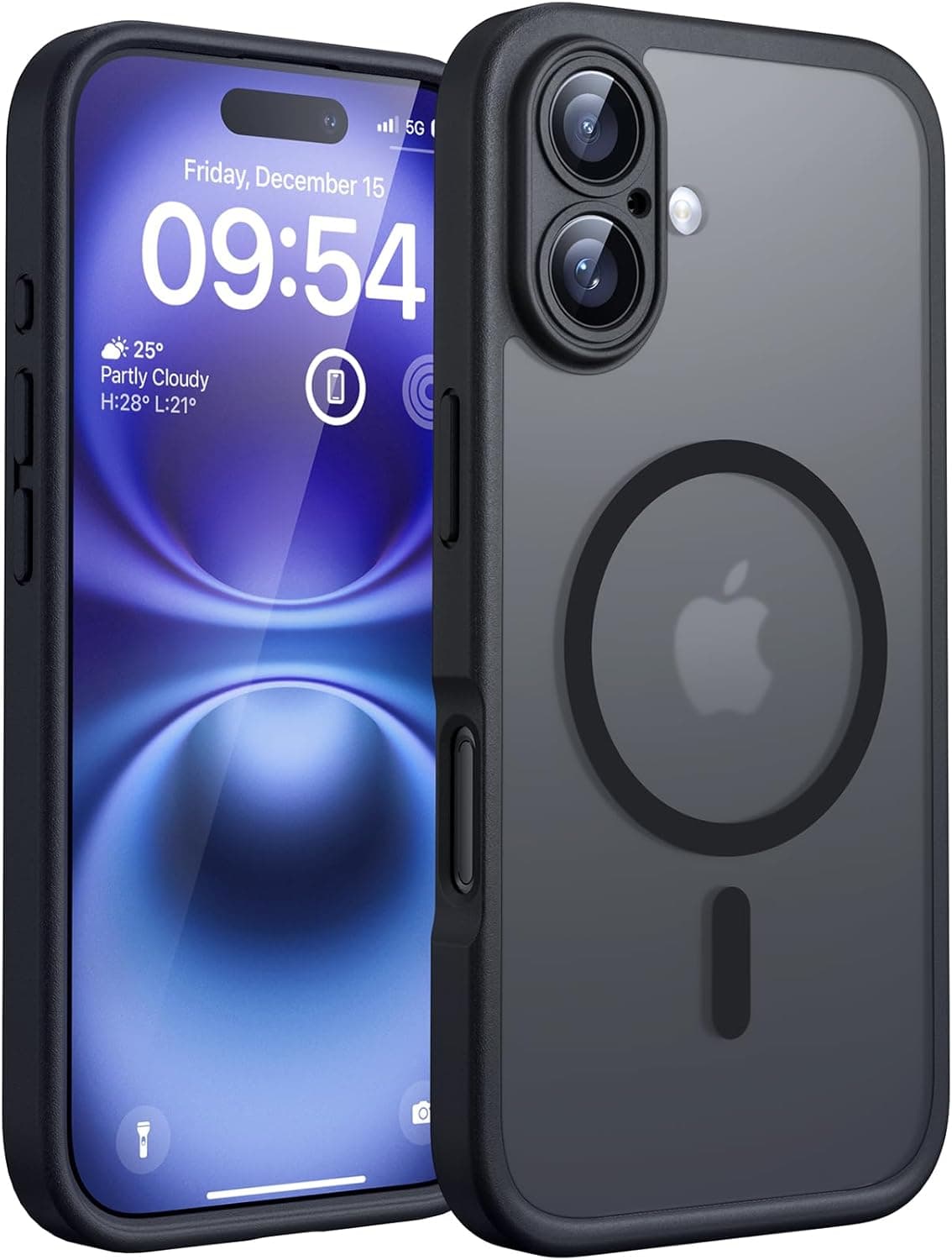 TOCOL Funda para iPhone 16 (6,1"), Compatible con MagSafe, Titanio Negro