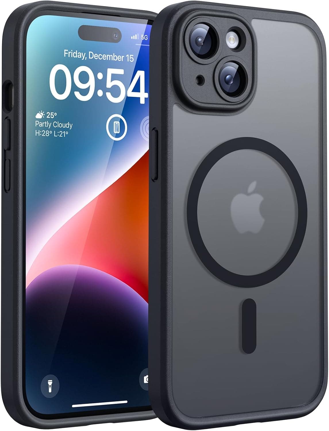 TOCOL Funda para iPhone 14 (6,1"), Compatible con MagSafe, Titanio Negro