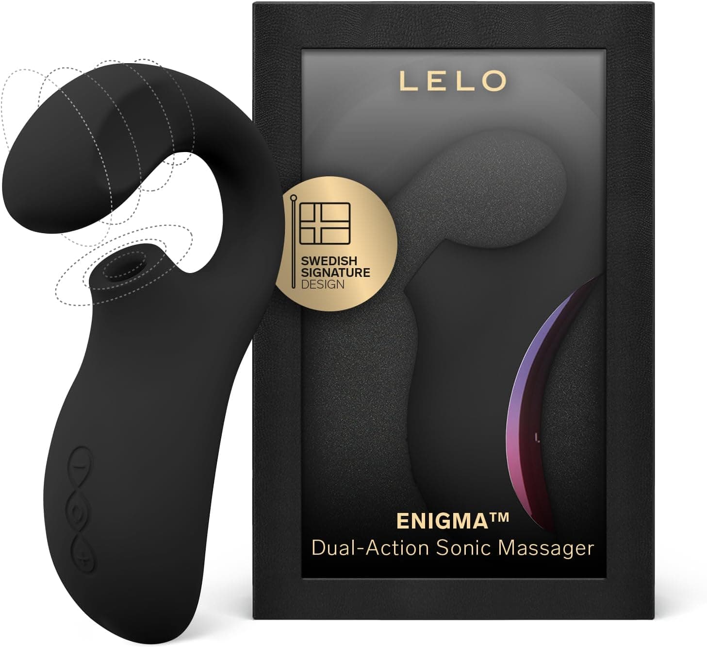 ENIGMA Double Sonic de LELO, Masajeador de Triple Estimulación Femenino con Aplicación por Bluetooth, 8 Modos de Placer y 2 Modos Adicionales (Black)