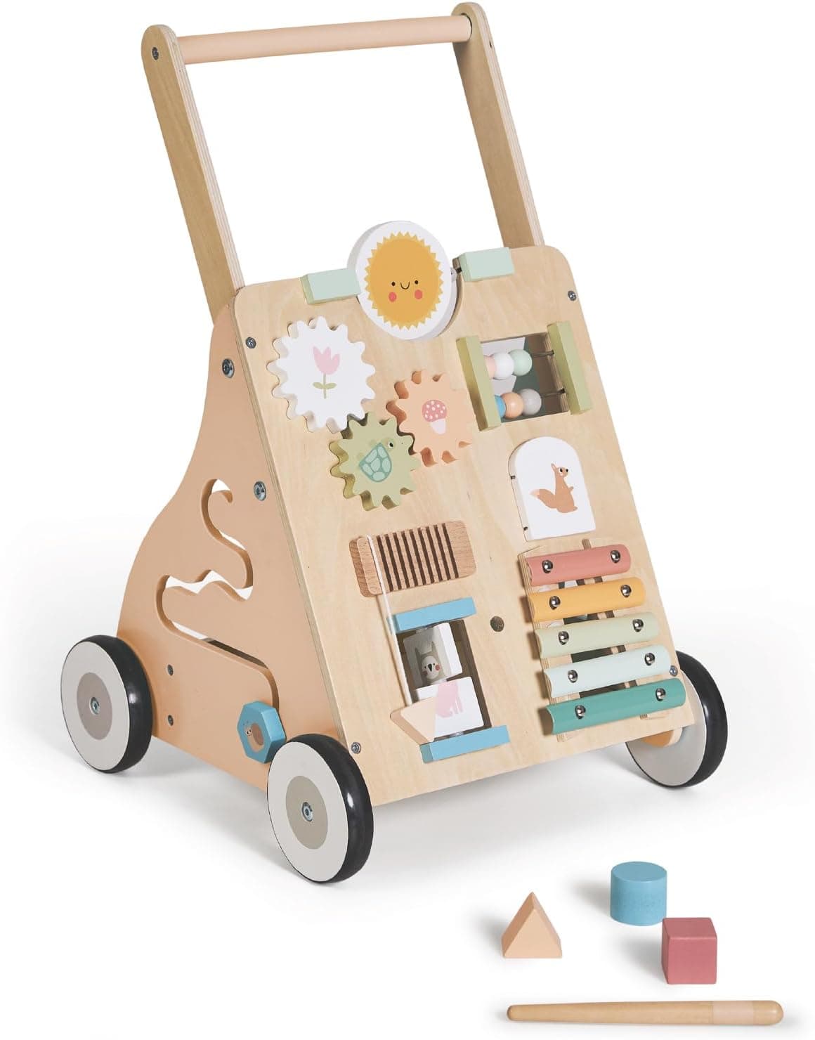 MS BabyWorld – Montessori Maxi – Andador de Madera para Bebé | Correpasillos con Juguetes y Actividades | Para Primeros Pasos | Desde +12 Meses