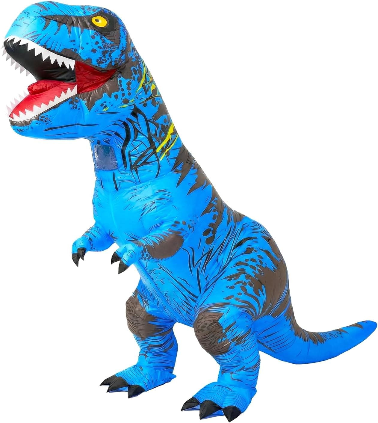 JASHKE Disfraz de Dinosaurio Traje Inflable Traje de Trex Disfraz de Halloween Disfraz de Adulto (Azul)