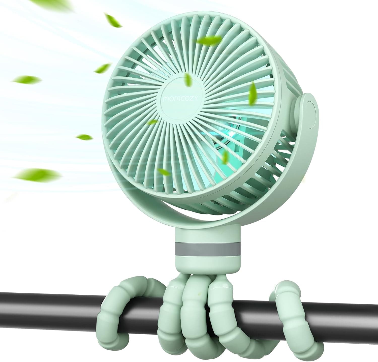 momcozy 8000mAh Ventilador Portátil para Cochecito, Batería de Duración 27H, 360°Rotación,4 Velocidade, Luz de Noche, Ventilador Silla de Paseo Recargable USB,Viajes, Dormitorio