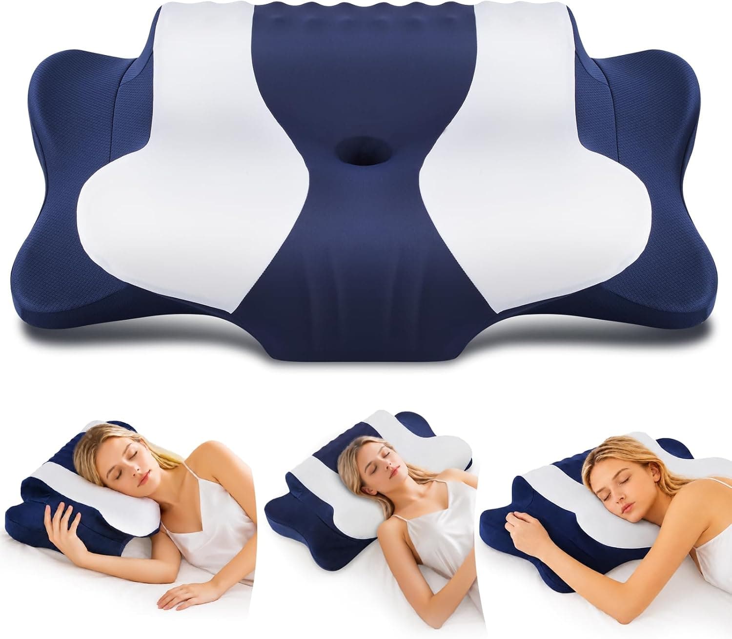 DONAMA Almohada Cervicales y Cuello Memory Foam Mariposa Dormir 2 Alturas