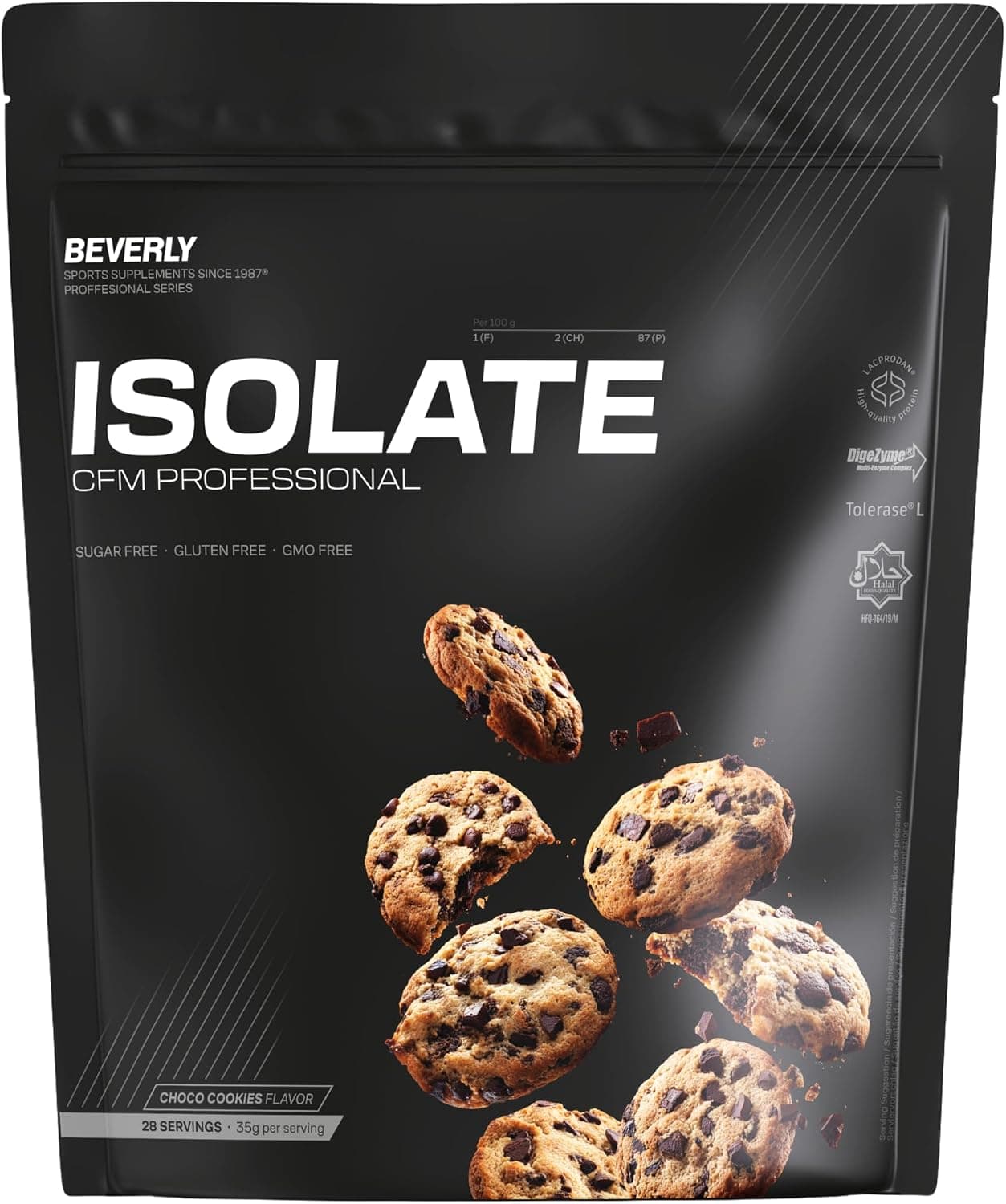 Beverly ISOLATE CFM – Proteína Aislada de Suero Premium (Whey Isolate) | 30 g Proteína | Baja en Lactosa y Sin Azúcares Añadidos | 29 Servicios | Desarrollo Muscular (1 Kg, Chocolate Cookie)