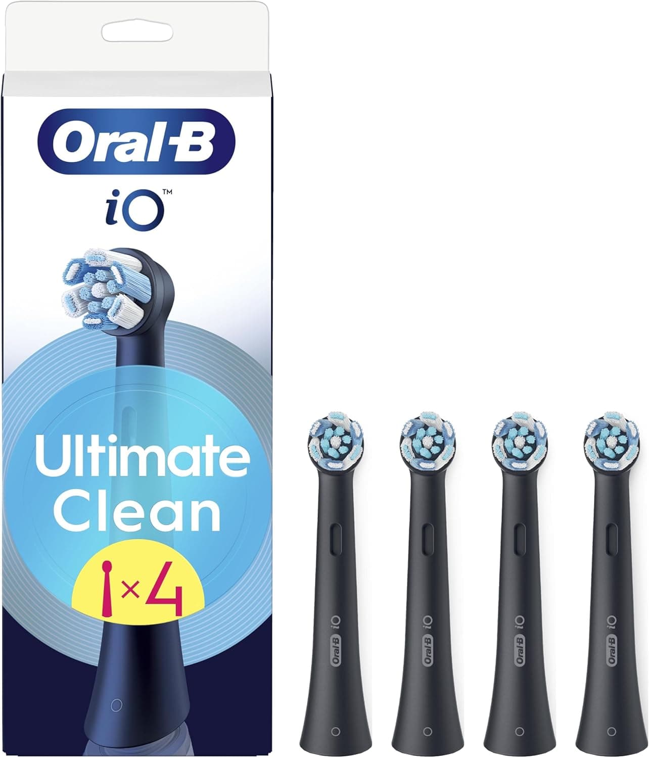 Oral-B iO Ultimate Clean Cabezales de Recambio Originales, Negro, Pack de 4