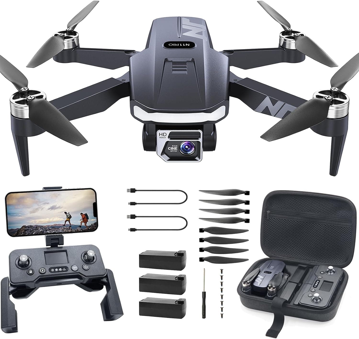 Dron GPS con Cámara 4K HD para Adultos - NAFYRE N11 PRO: 90 min de vuelo, seguimiento automático, retorno autónomo, motor sin escobillas, transmisión 5G FPV - Ideal para principiantes