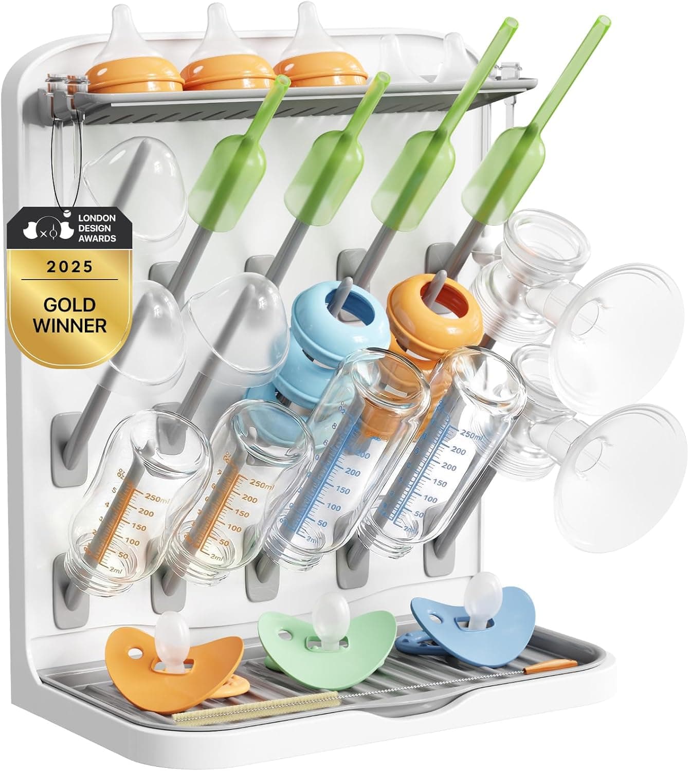 Lifewit Escurridor Grande para Biberones, Escurridor Vertical con 15 Ganchos y Caja ExtraíBle para Tetinas, Apto para Pajitas a PresióN y Accesorios para Sacaleches