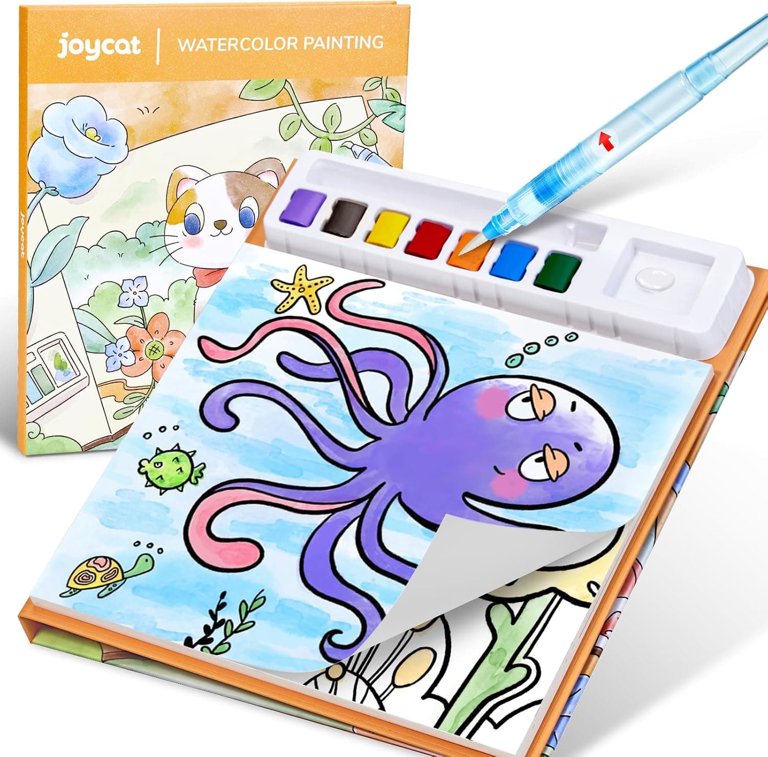 JoyCat Libro para colorear con acuarelas para niños pequeños a partir de 3-8 años, juego de acuarela para arte y manualidades, juguete educativo como regalo de cumpleaños para niños y niñas