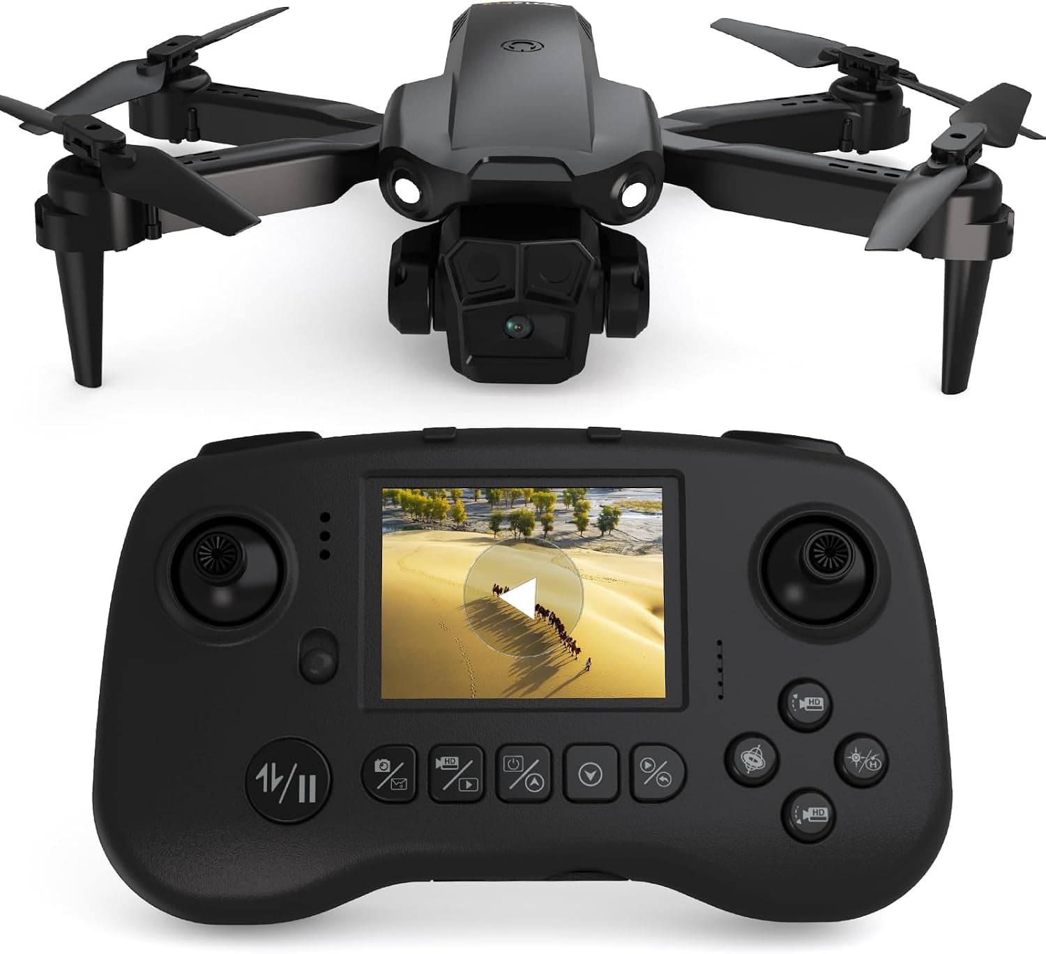 Dron con cámara 1080P para adultos, Dron con mando a distancia con pantalla