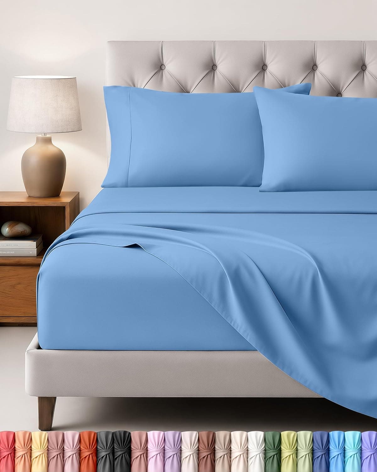 Utopia Bedding Juego de Sabanas 4 Piezas, 135x190cm, Azul Holandés