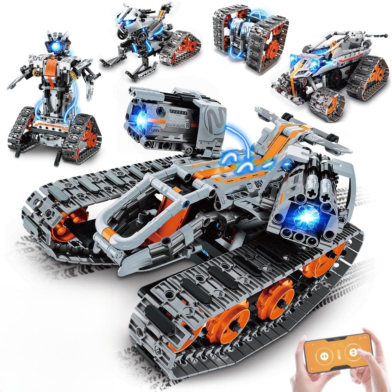 HiWEEGO Kit de construcción de Robot 5 en 1 luz LED, aplicación y Mando a Distancia, Juguete robótico Recargable para niños de 6 a 12 años, cumpleaños