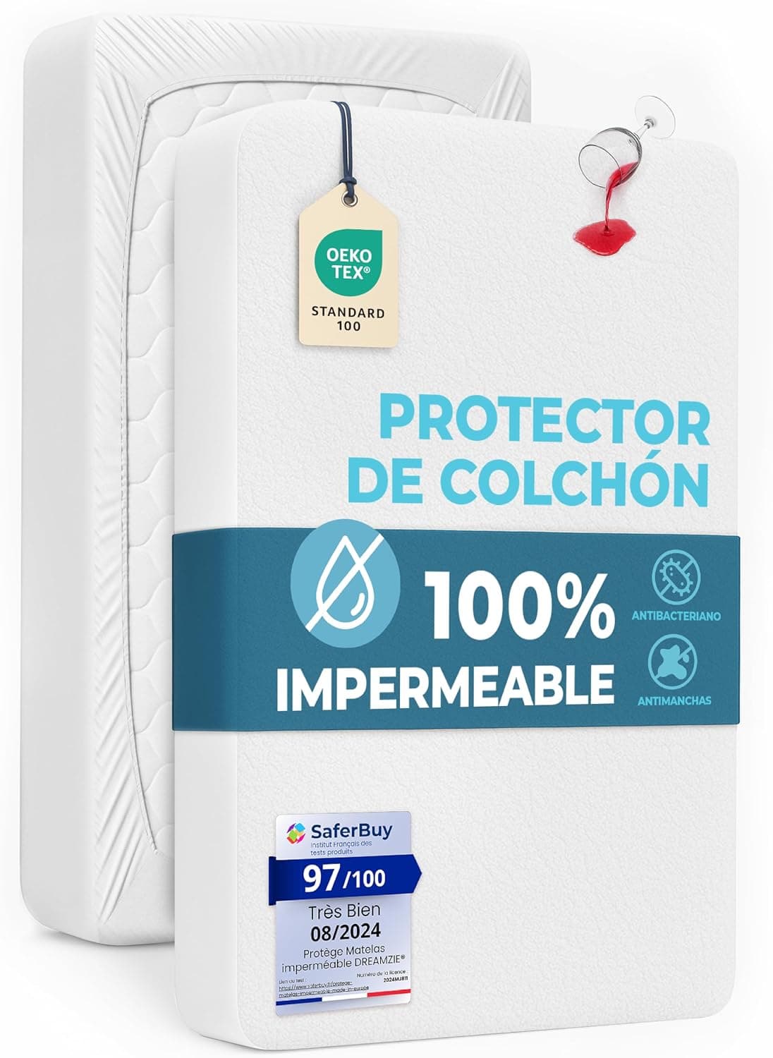 Dreamzie - Protector Colchón 120x190 - Cubre Colchon Impermeable