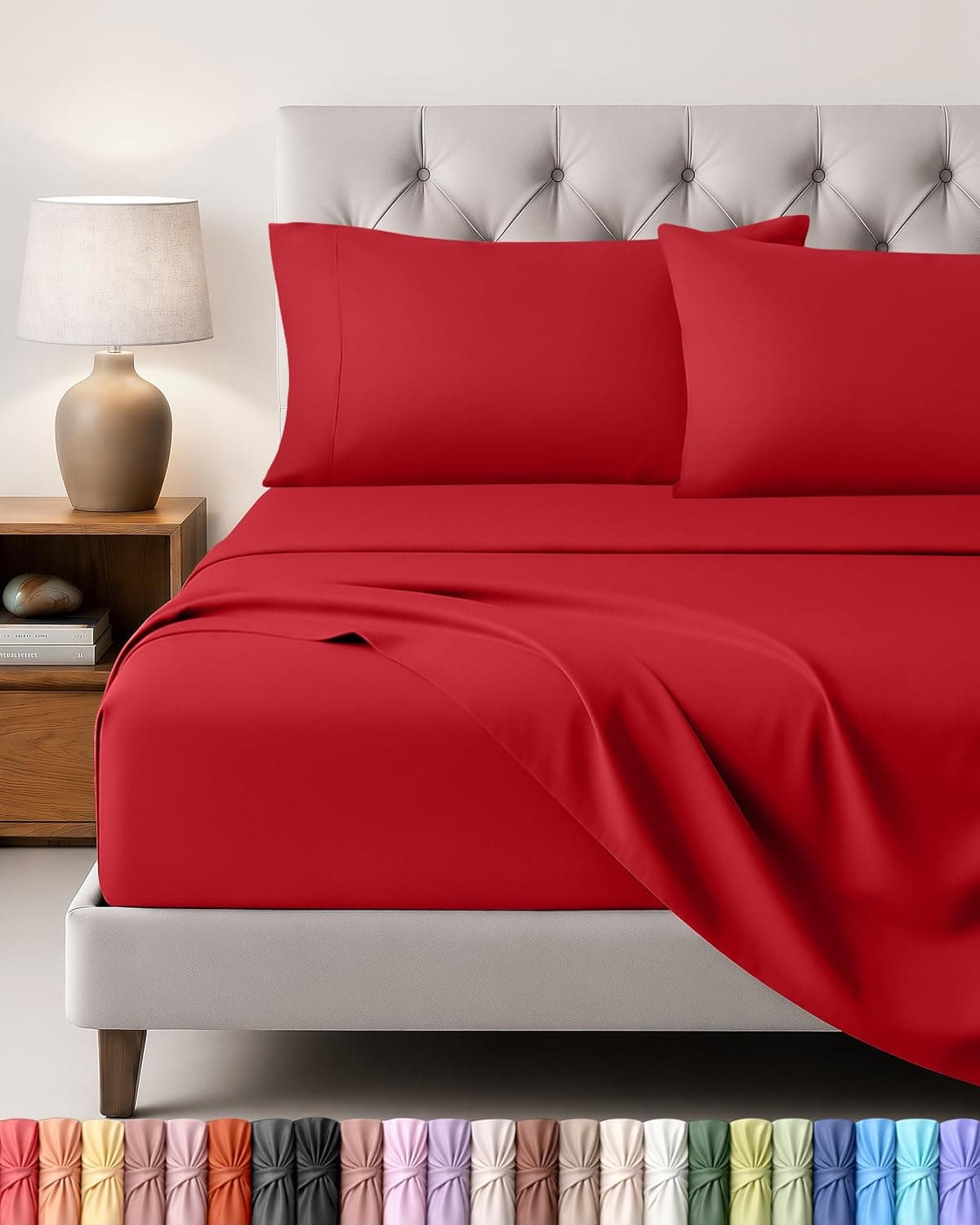 Utopia Bedding Juego de Sabanas 4 Piezas, 135x190cm, Rojo