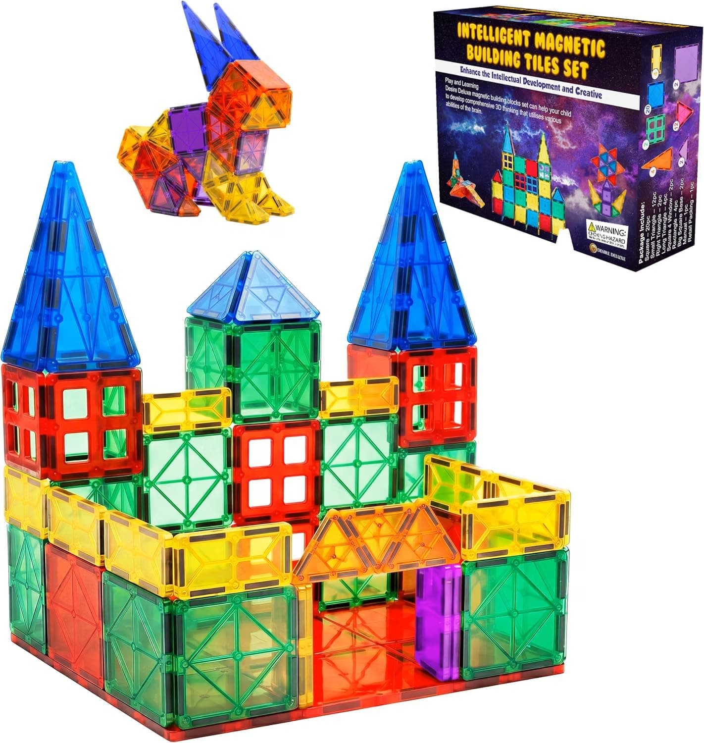 Bloques De Construcción Magnéticos – Juguete Educativo Stem con Tuiles Magnéticas para Niños, Aprendizaje Creativo Montessori Sensorial para Niños Y Niñas Desde 3 Años – 47 Piezas