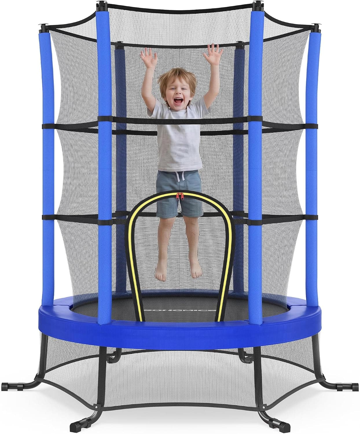 SONGMICS Cama Elástica Infantil, 174 cm de Diámetro, con Redes de Seguridad, Almohadillas de Seguridad, Mini Cama de Fitness, Marco de Acero, Uso Interiore